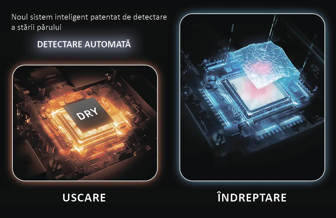 Control automat al uscării și îndreptării părului cu uscător de păr Daiwall AirStrait DF-08